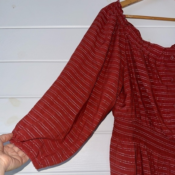 Lane Bryant Flattering Off The Shoulder Metallic Striped Boho Blouse Top Plus - Picture 3 of 9